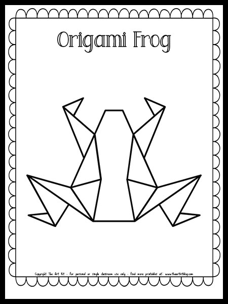 Origami frog coloring page free printable â the art kit