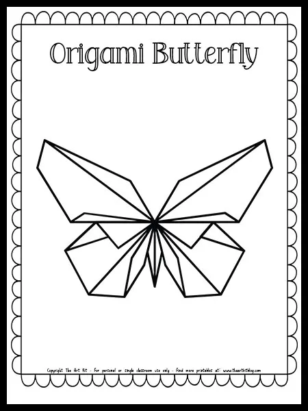 Origami butterfly coloring sheet free printable â the art kit