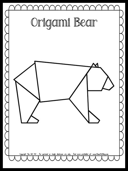 Origami bear coloring page free printable â the art kit