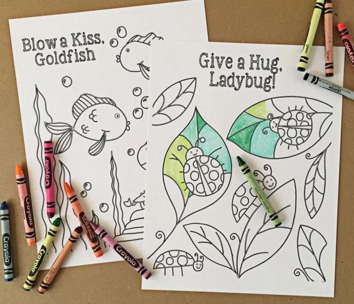 Goldfish and ladybug printable coloring pages