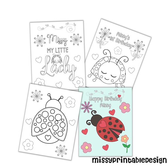 Personalized ladybug party coloring pages custom ladybug birthday party coloring pages ladybug coloring pages for kids