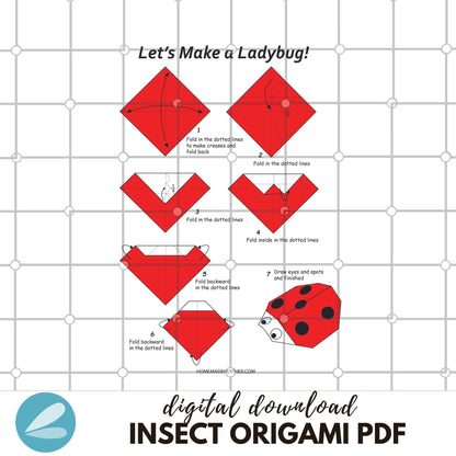 Origami insect printable pages