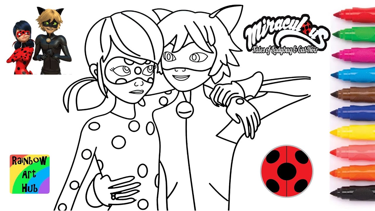 Miraculous ladybug and cat noir coloring pages