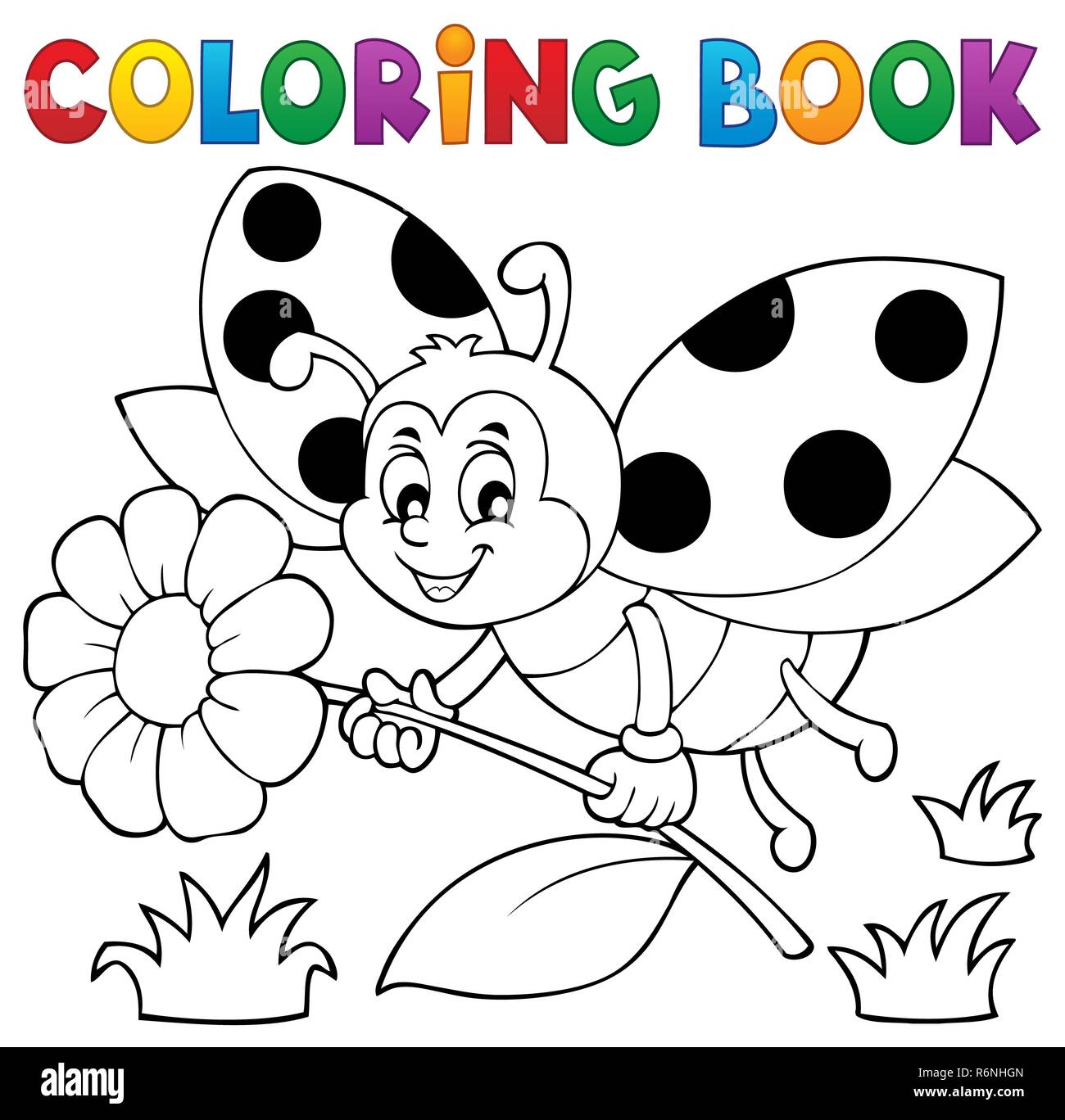 Coloring book ladybug theme stock photo