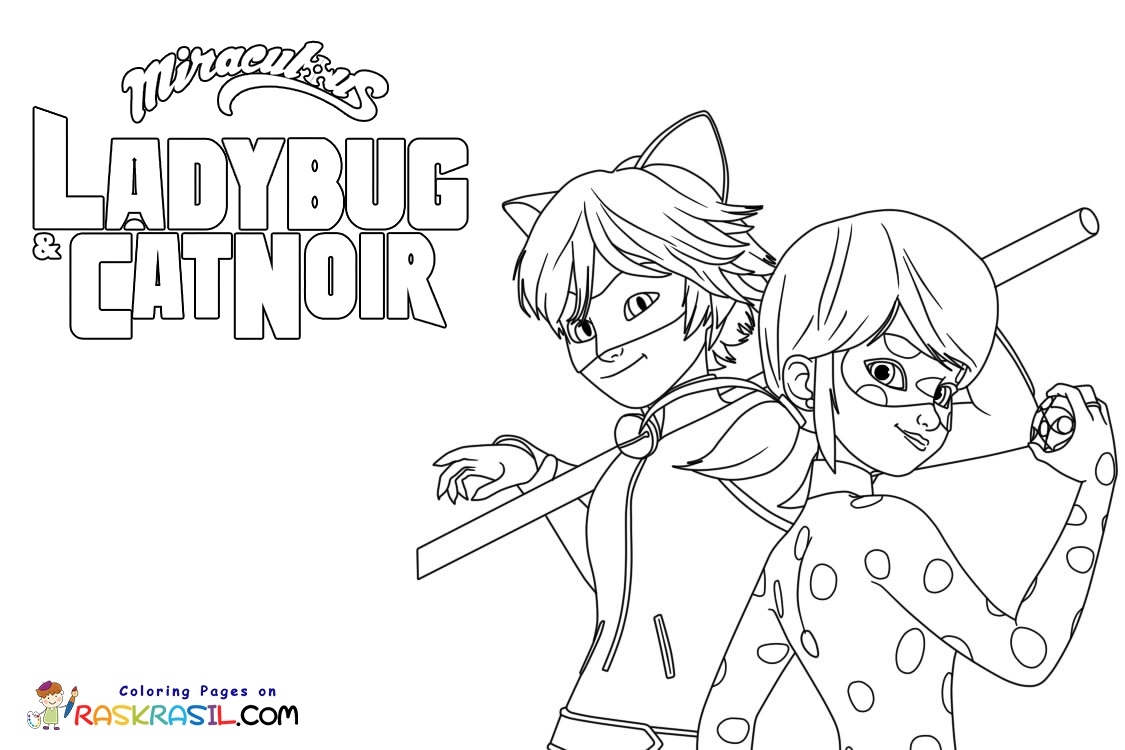 Ladybug and cat noir coloring pages