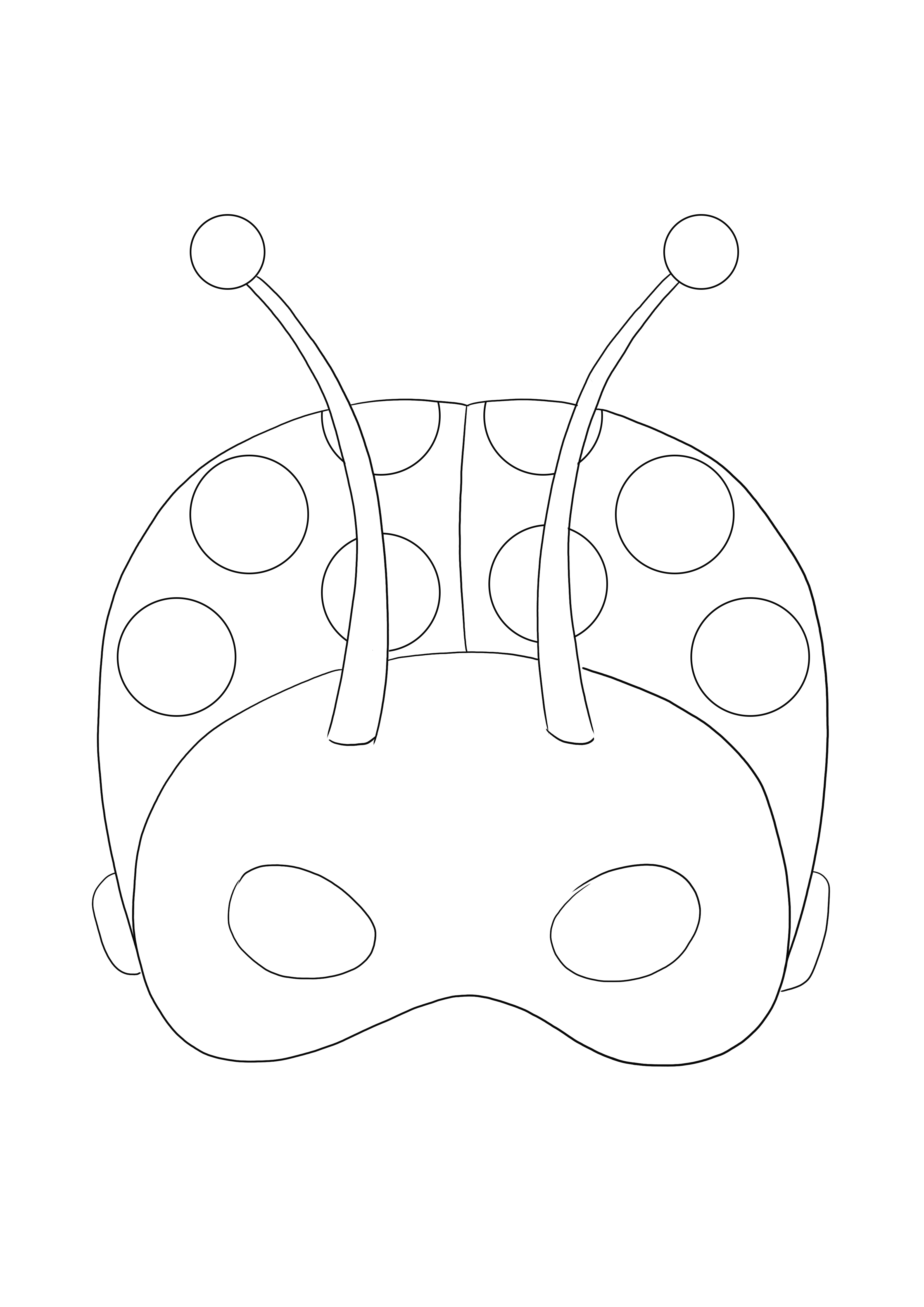 Ladybug mask coloring page free to download or print and color