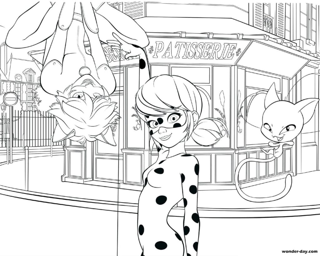 Ladybug and cat noir coloring pages printable coloring pages