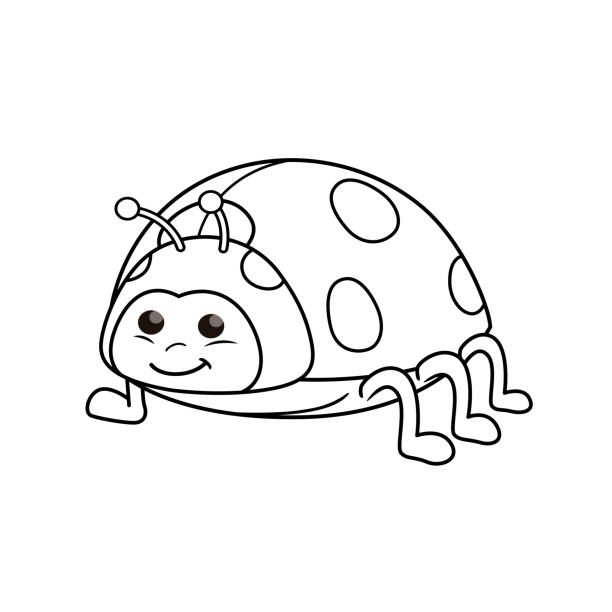 Cute ladybug coloring pages cartoon stock illustrations royalty