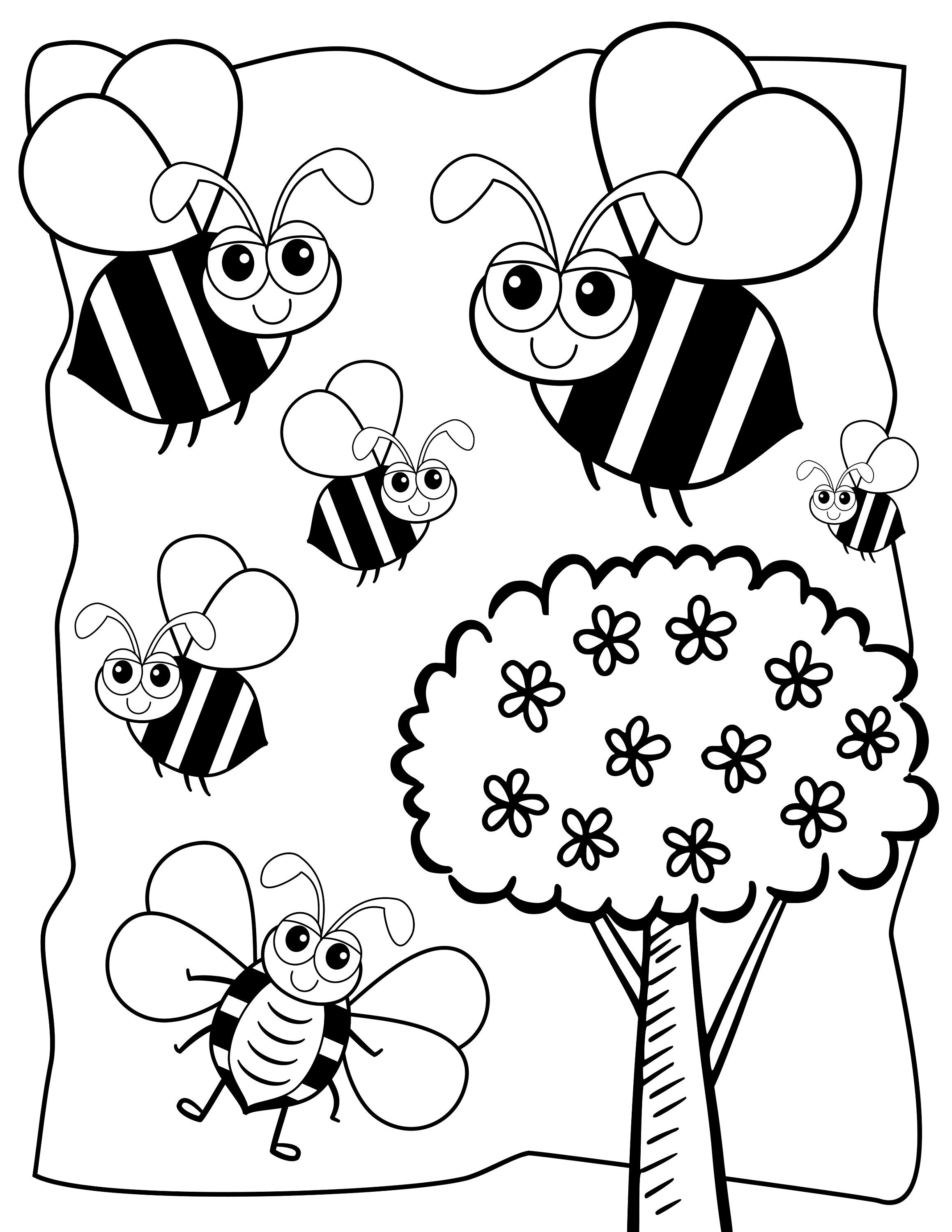 Smiley face flowers and bugs coloring pages ladybug dragonfly bee spider printable book digital download not a physical product download now