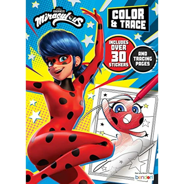 Bendon miraculous tales of ladybug and t noir page color amp trace coloring book