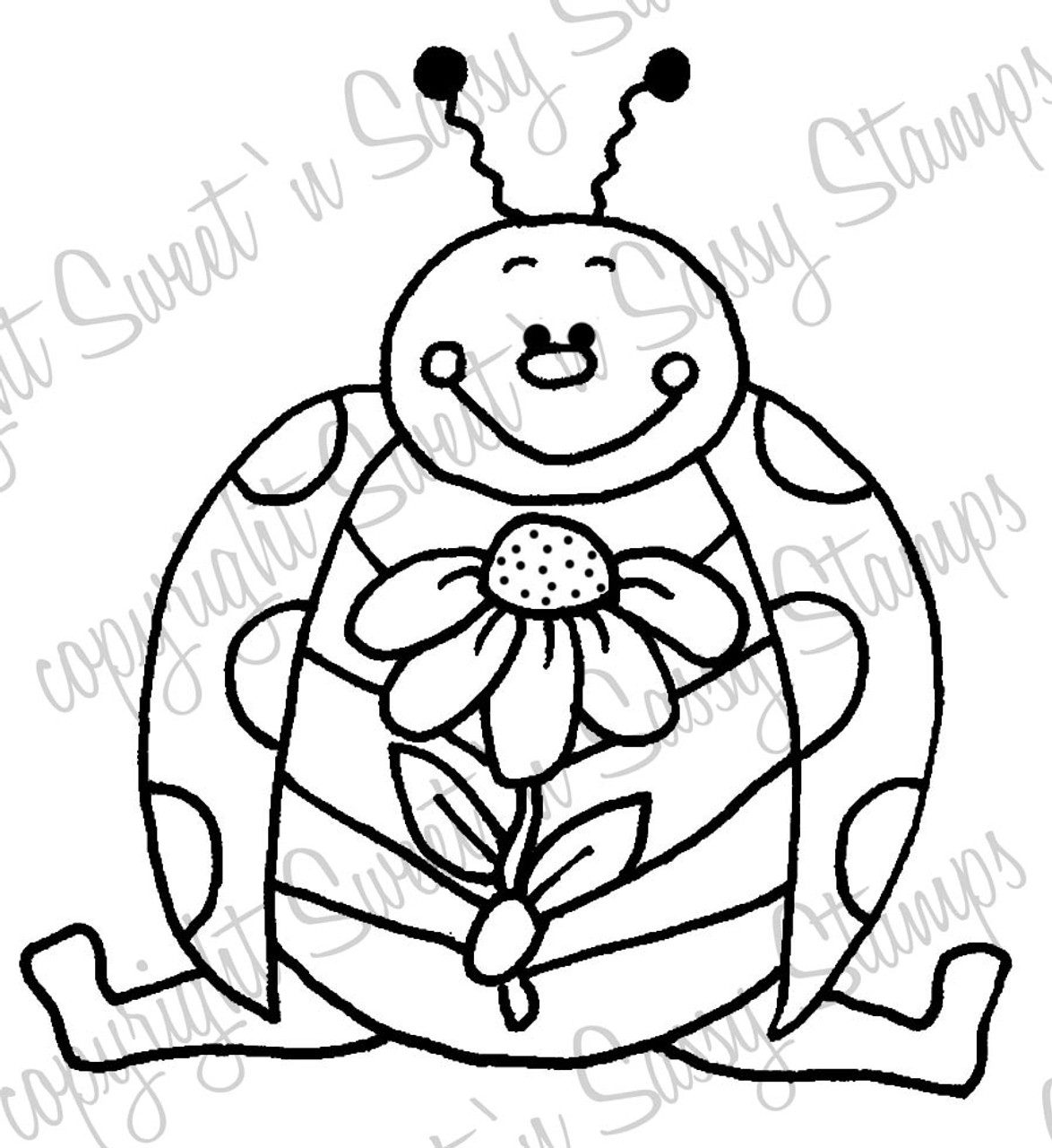 A flower for you ladybug digital stamp
