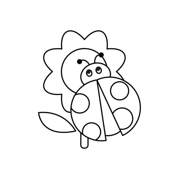 Cute ladybug coloring pages cartoons stock illustrations royalty