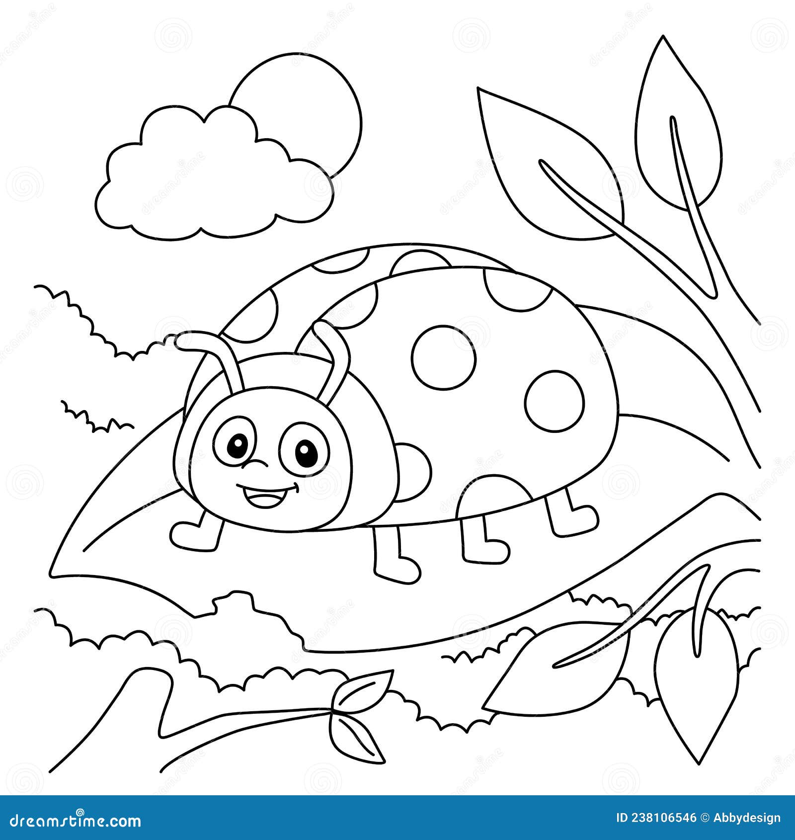 Ladybug coloring page for kids stock vector