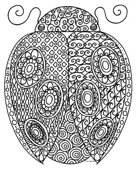 Ladybug insect zentangle coloring page by pamela kennedy tpt