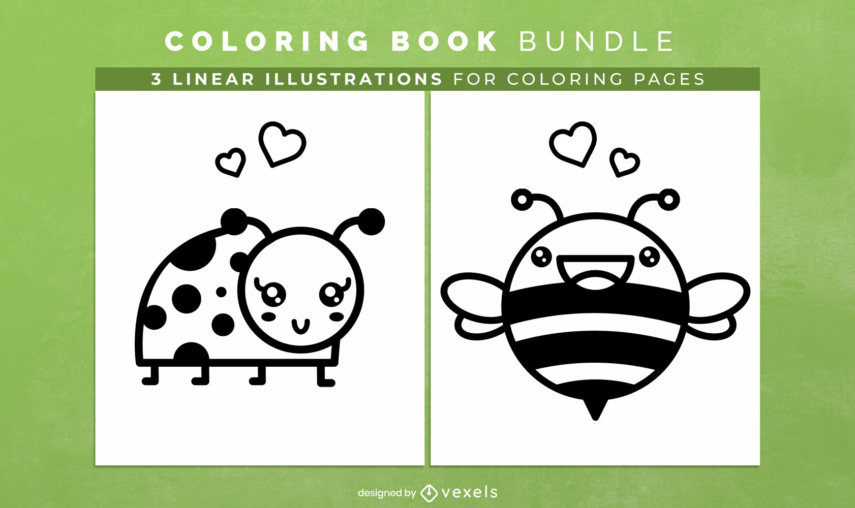 Cute ladybug and bee coloring book design pages vector download