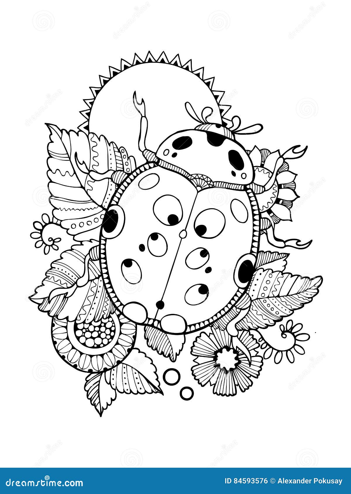 Ladybug coloring book vector illustration stock vector