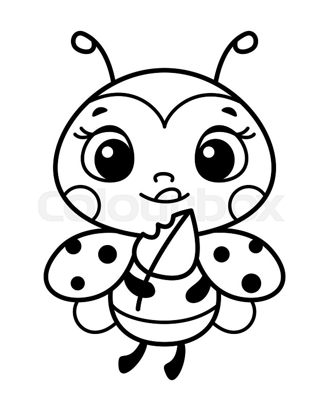 Cute ladybug coloring page cartoon vector illustration stock vector