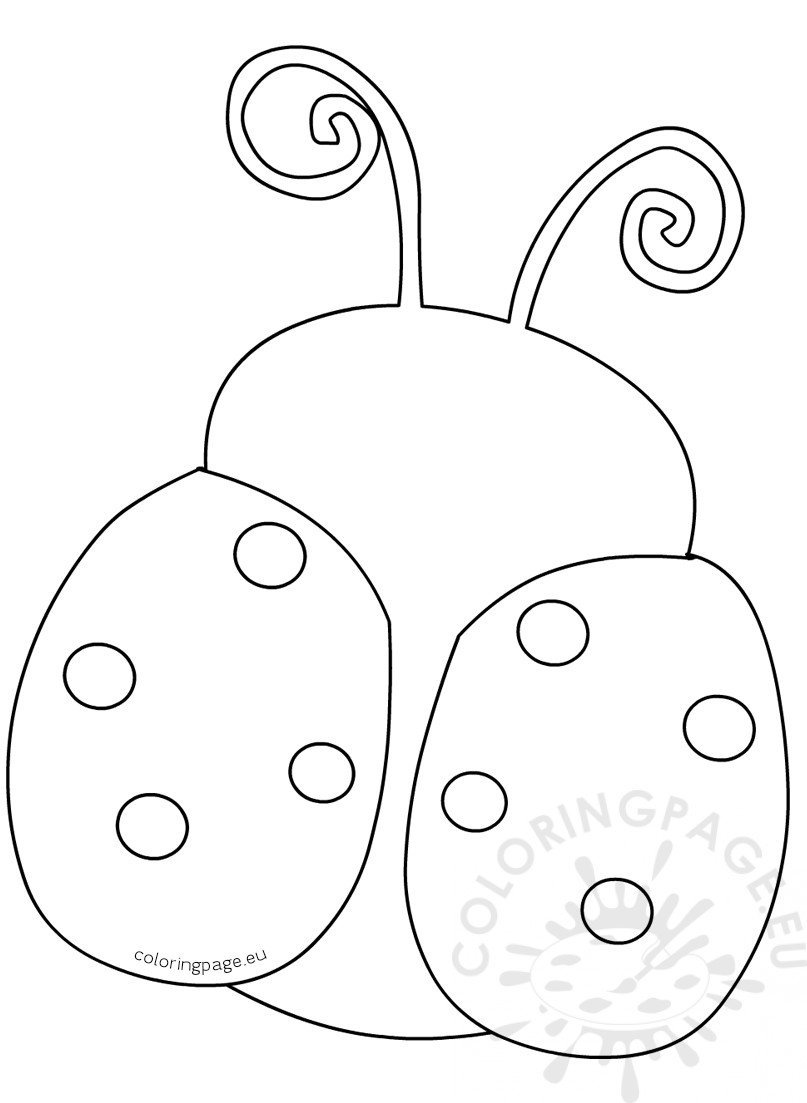 Spring large ladybug template coloring page