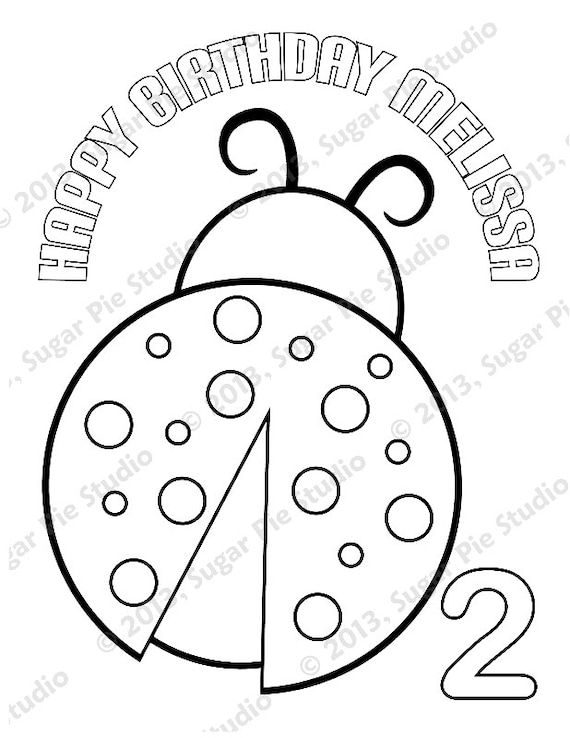 Personalized ladybug coloring page birthday party favor colouring activity sheet personalized printable template