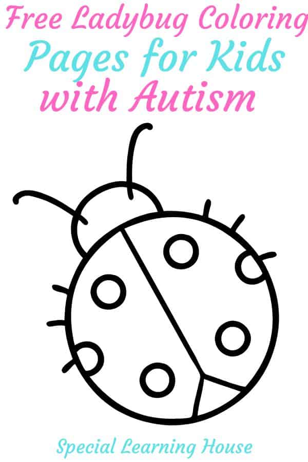 Ladybug coloring page free printable for kids with autism