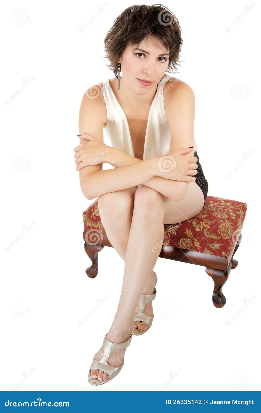 Footstool woman stock photos