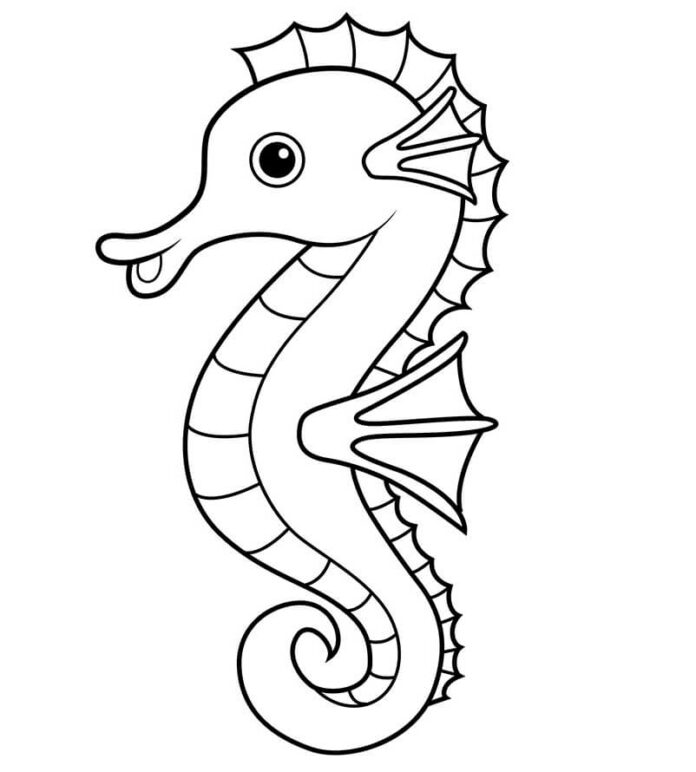 Little seahorse coloring book in the ocean to print and online