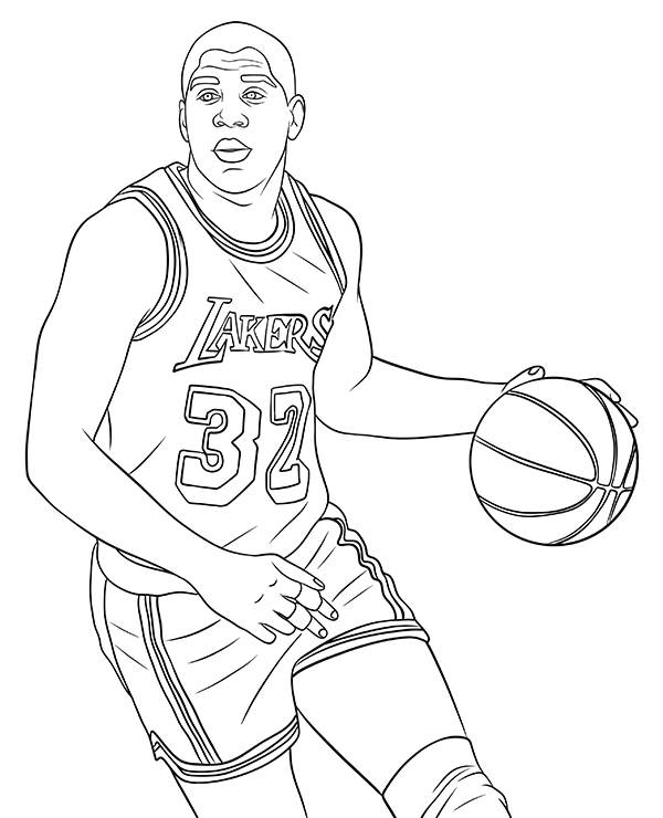 Magic johnson coloring page la lakers