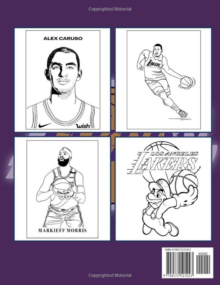 La lakers coloring book color to relax by style sporty