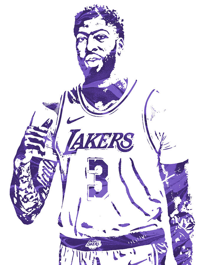 Anthony davis los angeles lakers watercolor strokes pixel art mixed media by joe hamilton