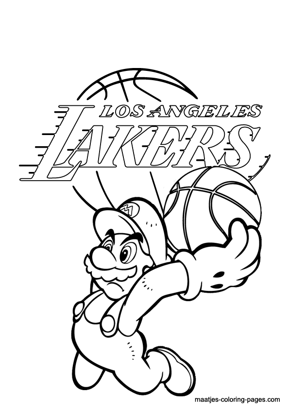 Los angeles lakers and super mario nba coloring pages