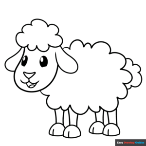 Cartoon sheep coloring page easy drawing guides