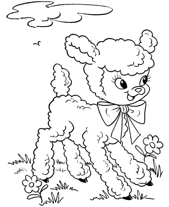 Bluebonkers free printable easter lamb coloring page sheets