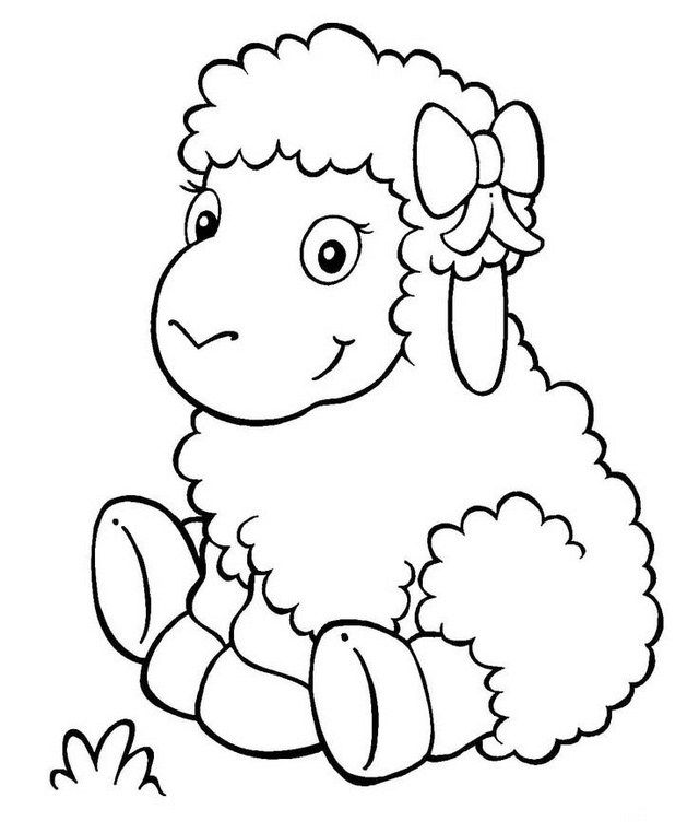 Cute cartoon lamb coloring picture for kids coloring pictures for kids coloring pages cartoon lamb