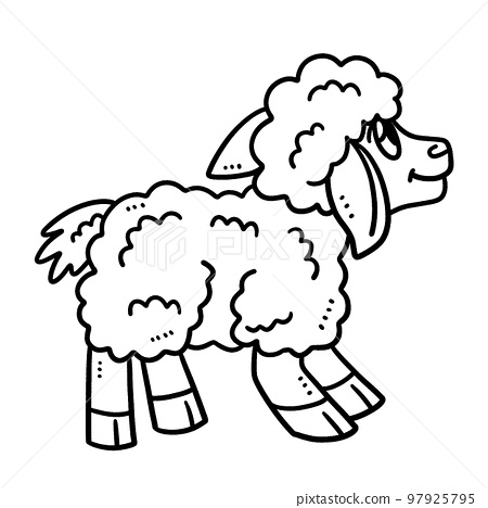 Lamb isolated coloring page for kids