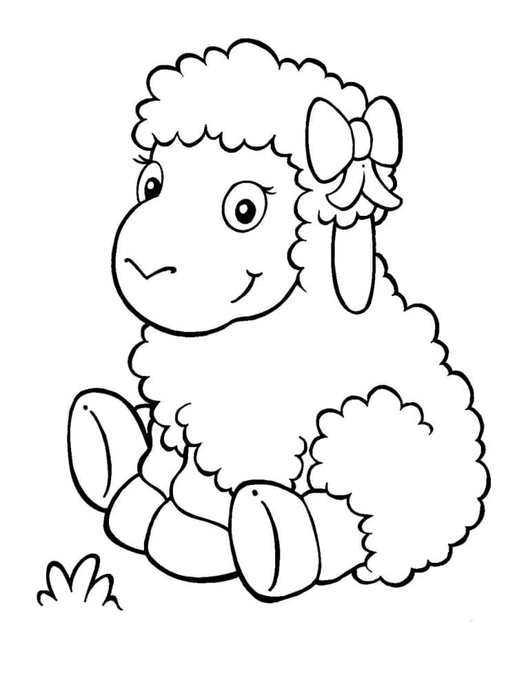 Small sheep with a printing ribbon coloring page