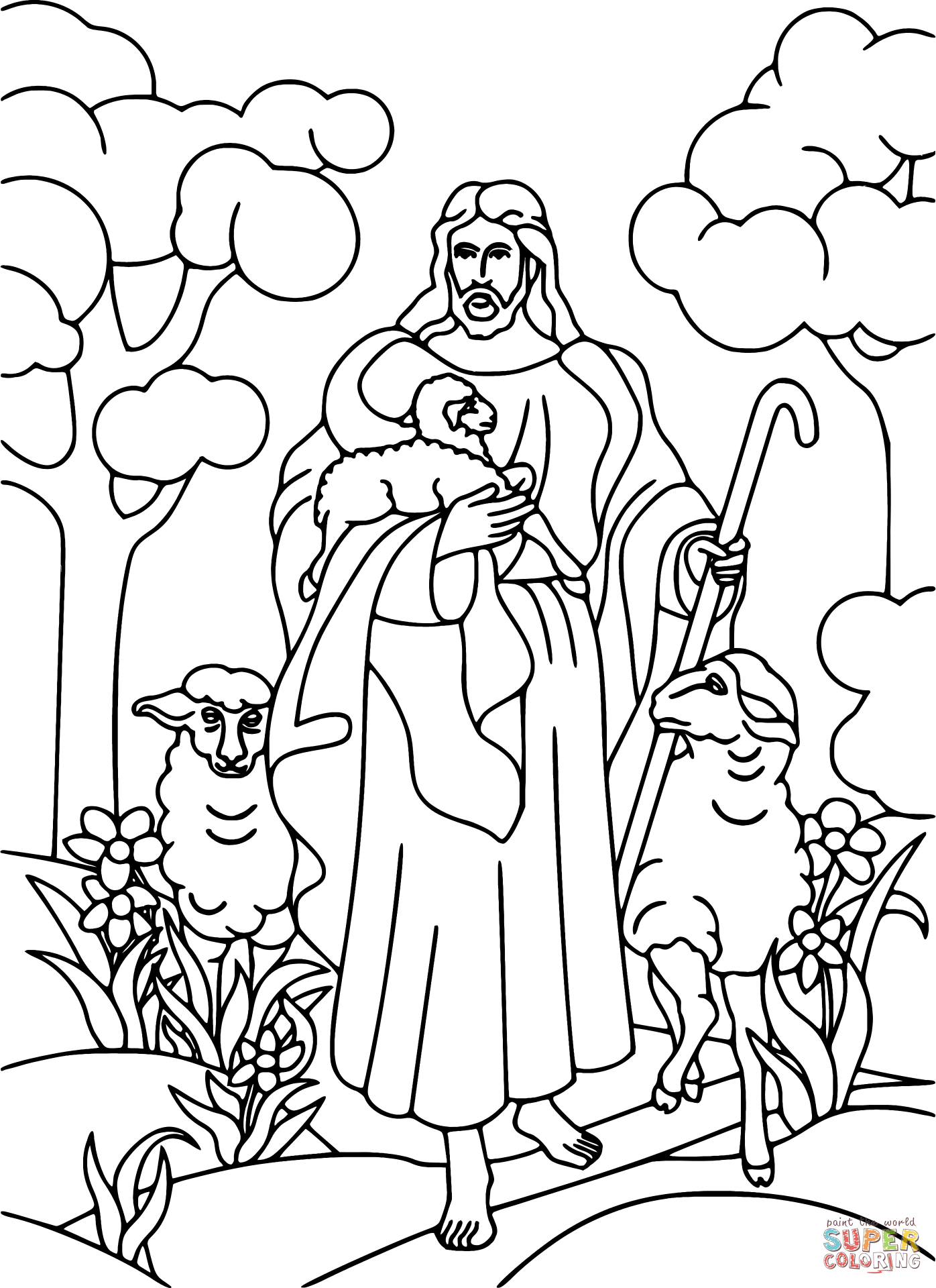 Jesus holding lamb coloring page free printable coloring pages