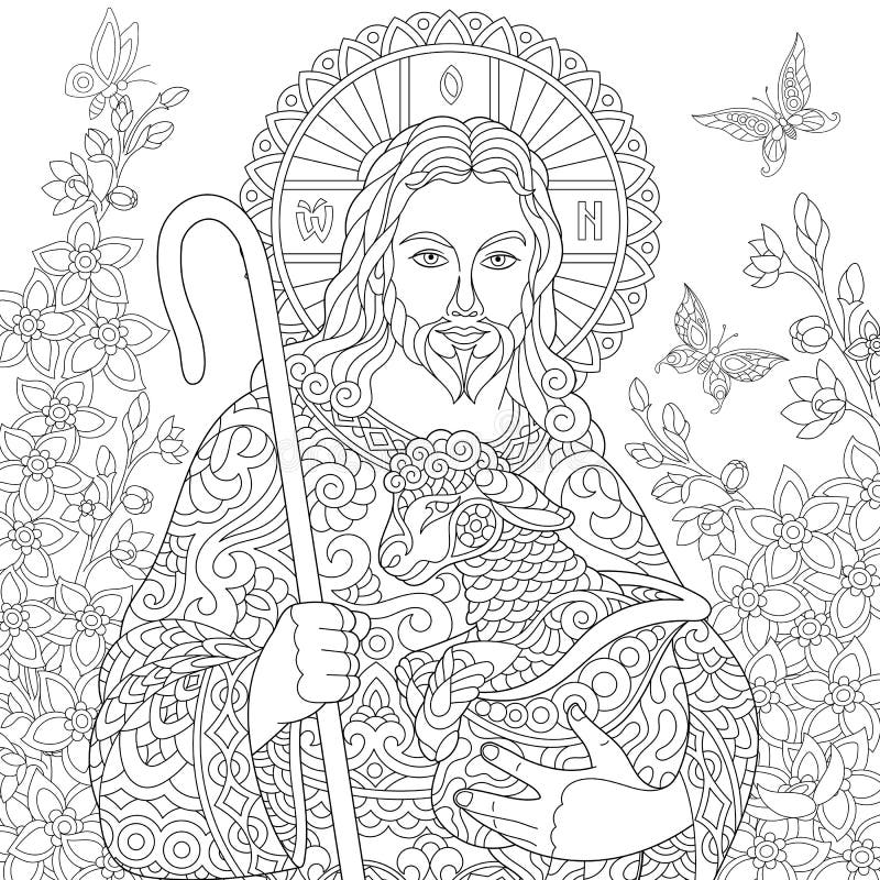 Zentangle jesus christ stock vector illustration of background