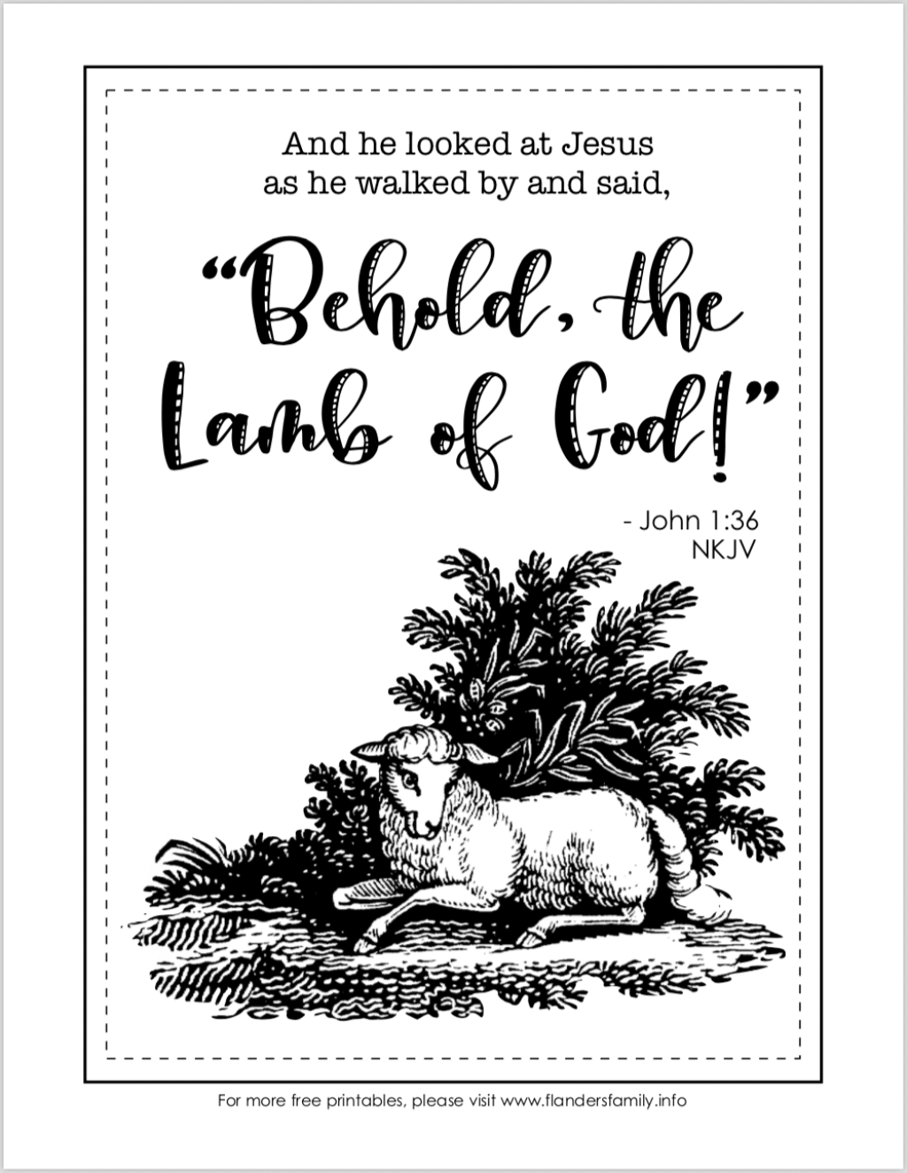 Behold the lamb of god coloring page