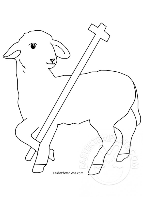 Lamb and cross coloring page