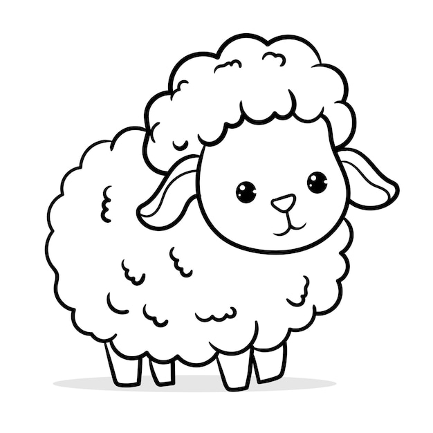 Premium vector coloring page outline of cartoon sheep or lamb farm animals coloring book for kids white background