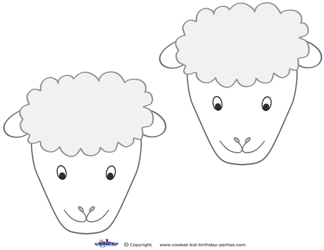 Medium printable sheep face decorations
