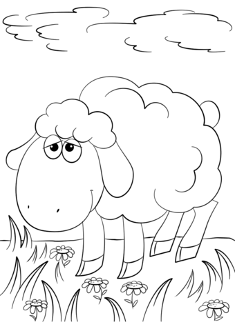 Cute cartoon lamb coloring page free printable coloring pages