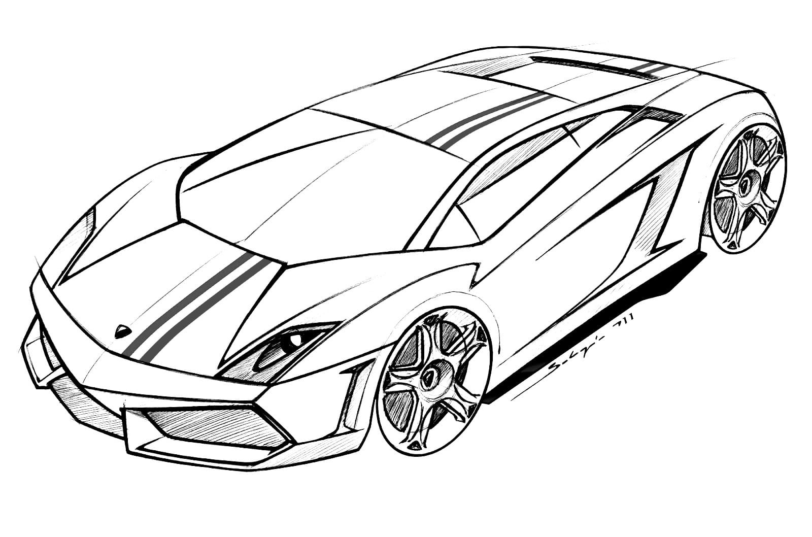 Drawing of lamborghini coloring page