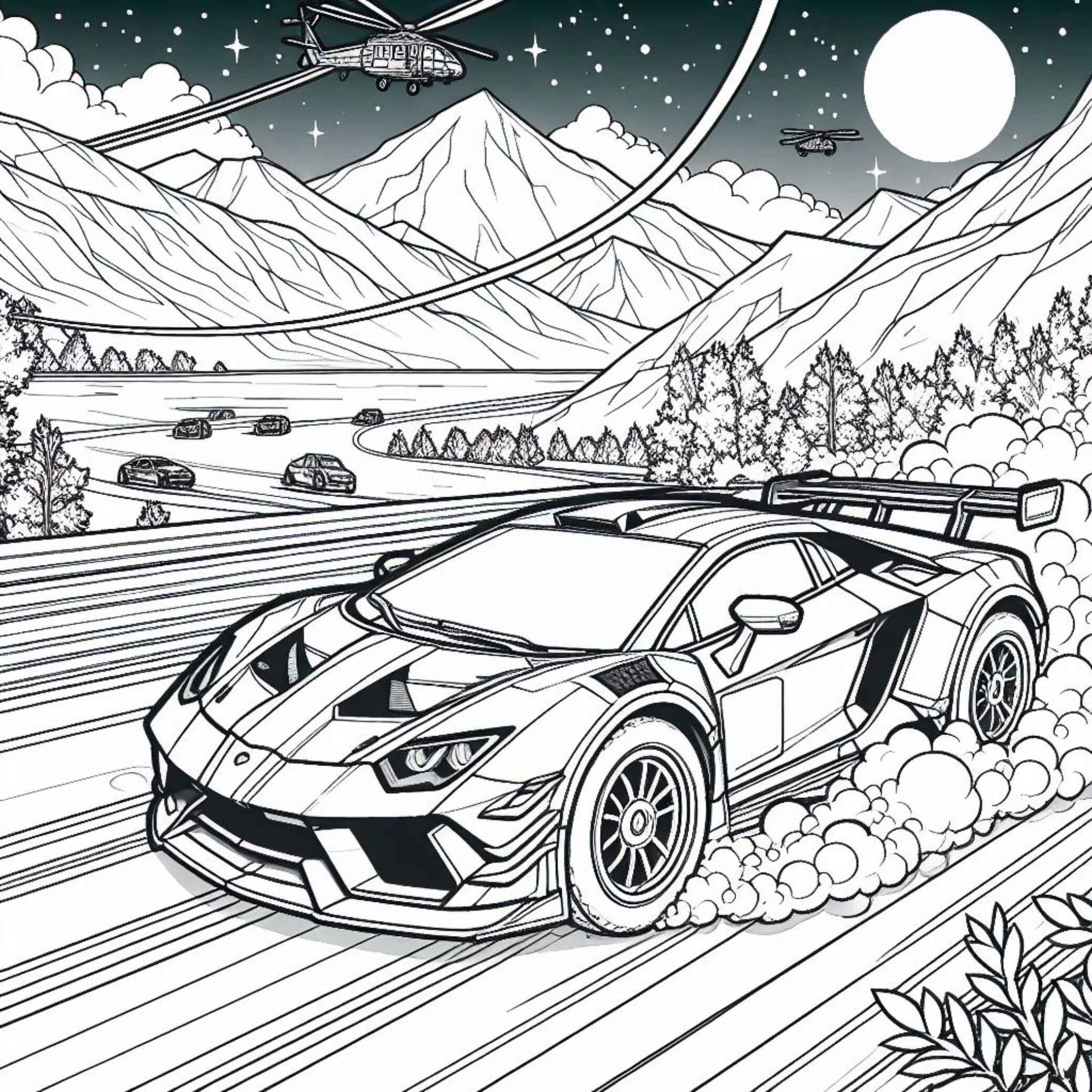 Lamborghini and monster truck coloring pages in just