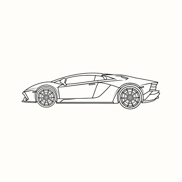 Premium vector a black and white drawing of a lamborghini