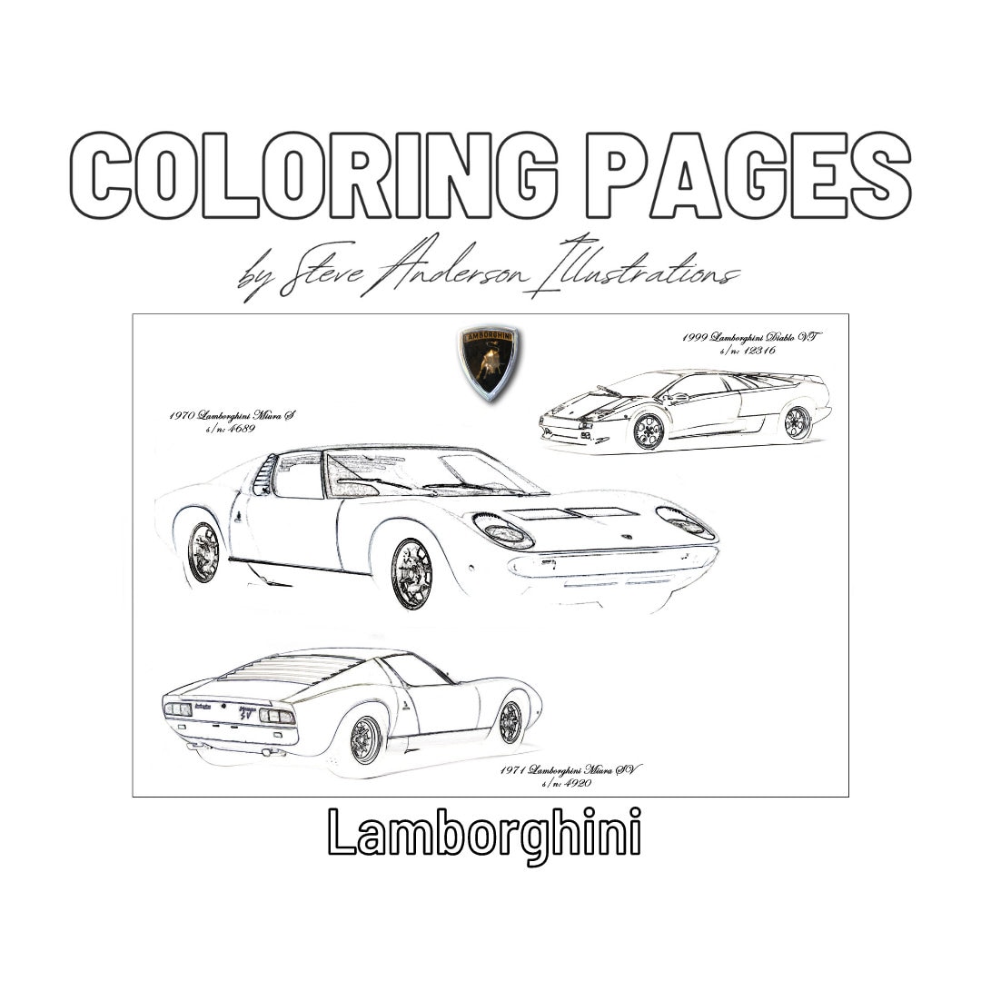 Lamborghini trio coloring page