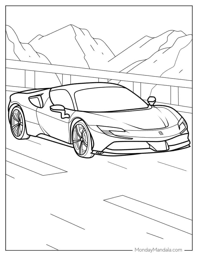 Ferrari coloring pages free pdf printables