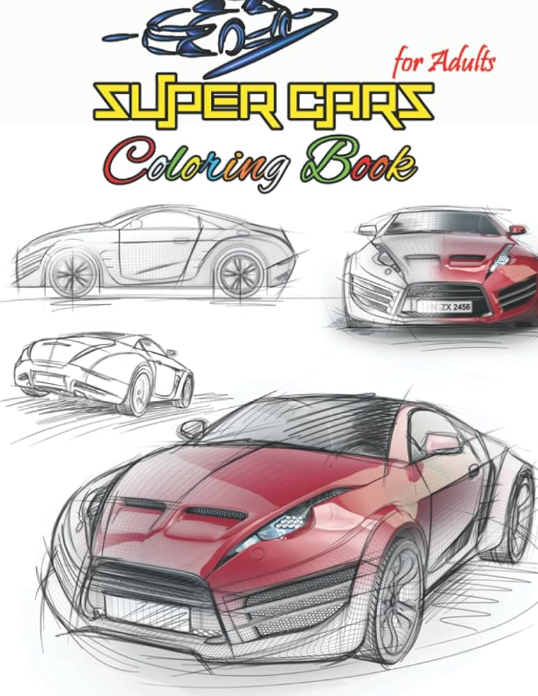 Super cars coloring book for adults lamborghini ferrari bugatti and many more amazing racing vehicles designs for car lovers for adults teens by