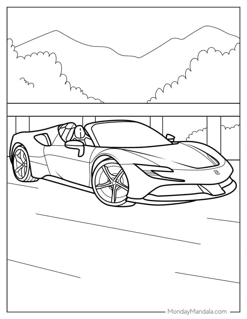 Ferrari coloring pages free pdf printables