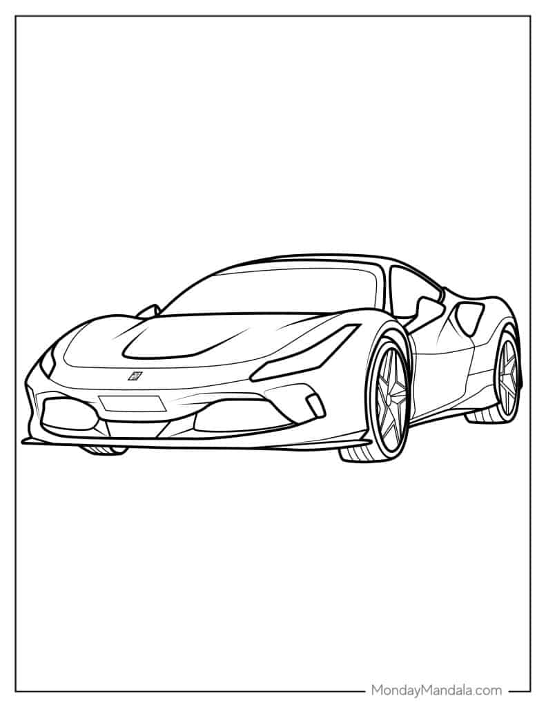 Ferrari coloring pages free pdf printables